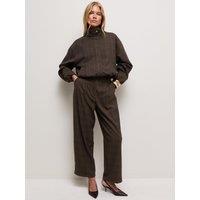 New Look Womens Wide Leg Mid Rise Pleated Trousers - Brown