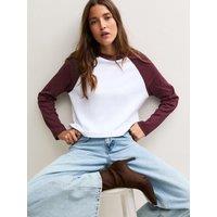 New Look Womens Heavyweight Cotton Raglan Long Sleeve T-Shirt - Red