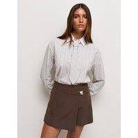 New Look Womens Wrap Front Hardware Mini Skort - Brown