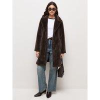 New Look Womens Faux Fur Midi Coat - Brown