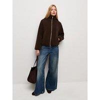 New Look Womens Borg Texture Zip Front Jacket - Brown