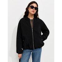New Look Longline Padded Bomber Jacket - Black