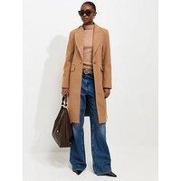 New Look One Button Single Breasted Coat - Brown