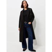 New Look Womens Shawl Collar Belted Wrap Coat - Black