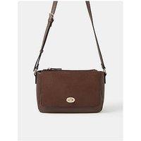 Accessorize Medium Twist Lock Crossbody Bag - Brown