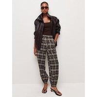 New Look Womens Checked Drawstring Tapered Trousers - Brown