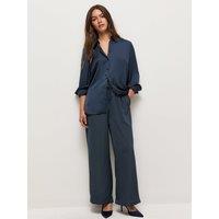 New Look Womens Petite Satin Wide Leg Trousers - Blue
