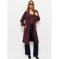 New Look Womens Midweight Open Front Pocket Midi Cardigan - Dark Red
