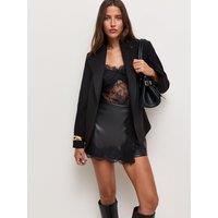 New Look Womens Wrap Lace Trim Faux Leather Skort - Black