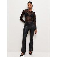 New Look Women'S Faux Leather Kick Flare Trousers - Black
