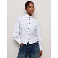 New Look Womens Funnel Neck Button Front Short Shirt - White