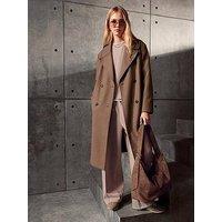 New Look Womens Double-Breasted Longline Coat - Brown