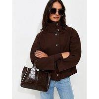 New Look Woven Funnel Neck Jacket - Brown