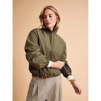 New Look Zip Through Funnel Neck Windbreaker Jacket - Green