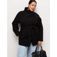 New Look Womens Curve Funnel Neck Belted Jacket - Black