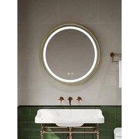 Living And Home Gold Wall Mounted Round Adjustable Led Bathroom Mirror Dia 60Cm