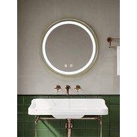 Living And Home Gold Wall Mounted Round Adjustable Led Bathroom Mirror Dia 50Cm