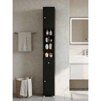 Living And Home Black Tall Bathroom Storage Cabinet With L-Shaped Corner Brace