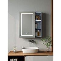 Living And Home Wall-Mounted Bathroom Anti-Fog Mirror Cabinet With Led Lights