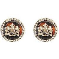 Lauren By Ralph Lauren Lauren Ralph Lauren Gold & Tort Crest Stud Earrings With Crystal