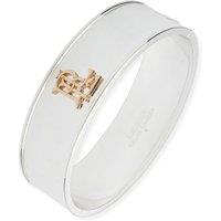 Lauren By Ralph Lauren Lauren Ralph Lauren Silver Tone & Gold Logo Hinge Bangle