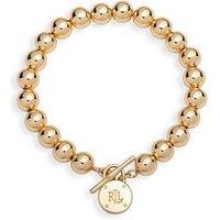 Lauren By Ralph Lauren Lauren Ralph Lauren Signature Gold Beaded Bracelet With Logo Padlock
