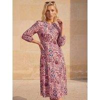 Roman Petite Abstract Print Midi Dress - Pink