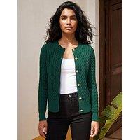 Roman Cable Knit Cardigan - Forest