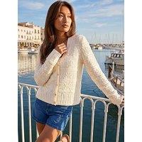 Roman Pointelle Knit Cardigan - Ivory