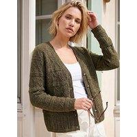 Roman Pointelle Cardigan - Khaki
