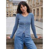 Roman Faux Pearl Ribbed Knit Jumper - Denim