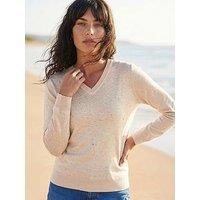 Roman V-Neck Star Hotfix Jumper - Cream