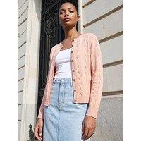 Roman Textured Cable Cardigan - Light Pink