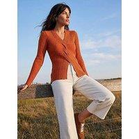Roman Cable Rib Knit Jumper - Rust