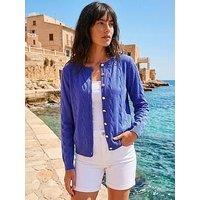 Roman Textured Cable Knit Cardigan - Royal Blue