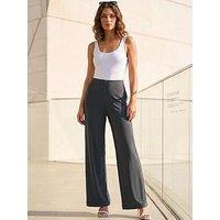 Roman Petite Stretch Wide Leg Trouser - Charcoal