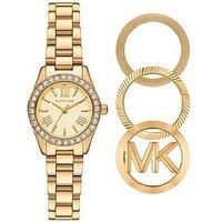 Michael Kors Lexington Three-Hand Gold-Tone Watch And Interchangeable Topring Set