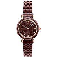 Emporio Armani Two-Hand Burgundy Ceramic Watch