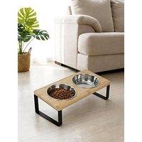 Living And Home Elevated Dual-Bowl Pet Feeder
