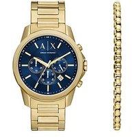 Armani Exchange Armani Exchange Men'S Chronograph, Gold-Tone Stainless Steel Watch And Bracelet Set, Ax7151Set