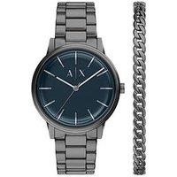 Armani Exchange Three-Hand Gunmetal Stainless Steel Watch And Bracelet Set (Ax7183Set)
