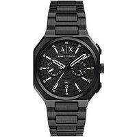 Armani Exchange Men'S Bass Dual-Time Black Stainless Steel Watch, Ax1478