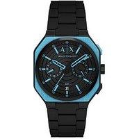 Armani Exchange Bass Dual-Time Black Silicone, Stainless Steel Watch (Ax1480)