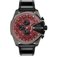 Diesel Diesel Men'S Mega Chief Slim Chronograph Black Leather Watch, Dz4714