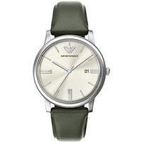 Emporio Armani Three-Hand Date Green Leather Watch