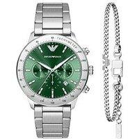 Emporio Armani Chronograph Stainless Steel Watch And Bracelet Set (Ar80088Set)