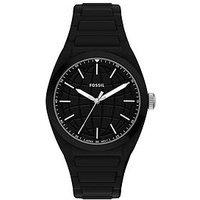 Fossil Men'S Everett Three-Hand Black Silicone Watch, Fs6175