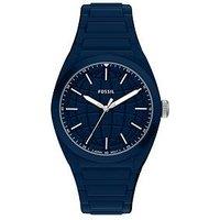 Fossil Men'S Everett Three-Hand Navy Silicone Watch, Fs6177