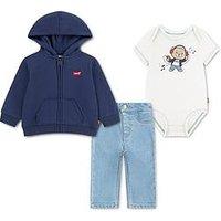 Levi'S Boys Full Zip Printed 3 Piece Hoodie Set - Blue