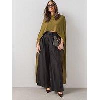 The Very Collection High Neck Cape Mesh Top - Olive